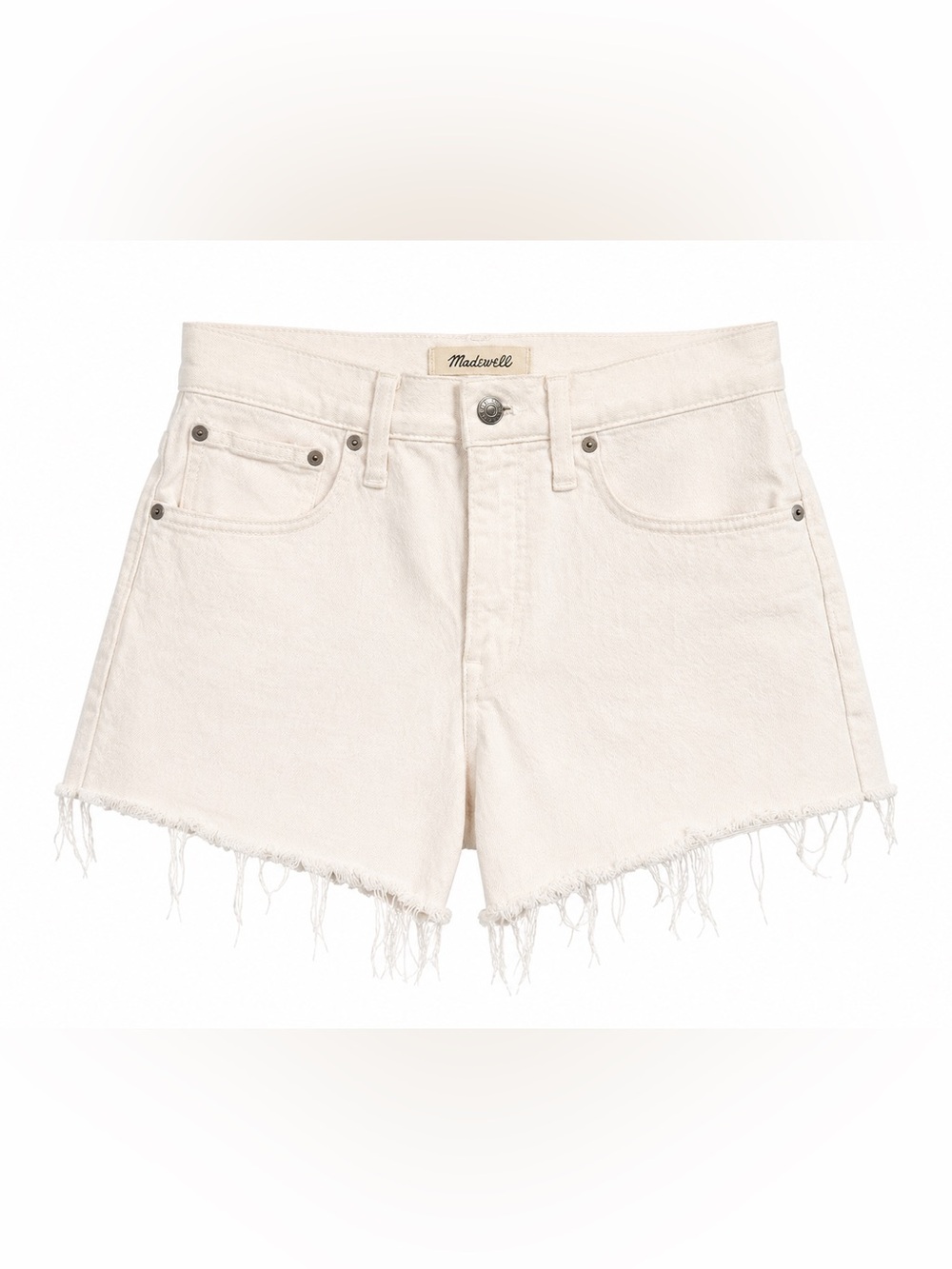 Madewell Off-White Frayed Hem Denim Shorts